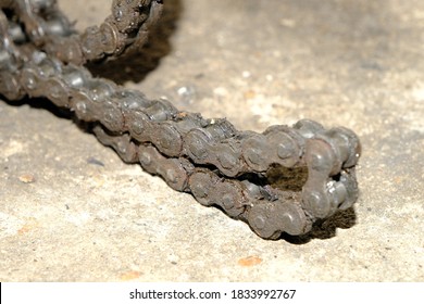 Damaged Motorcycle Chain Close Up