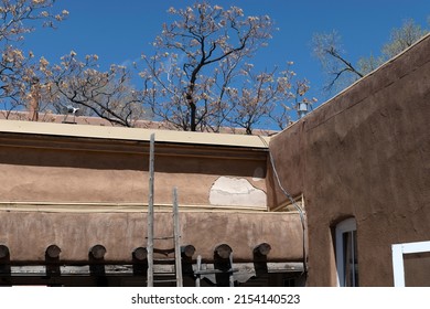 A Damaged Pueblo Style Commercial Building