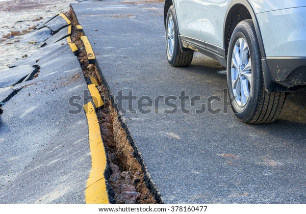 Damaged roads due to Car\
running.
