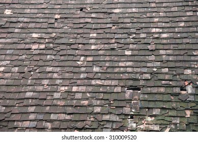 Damaged roof of an old rural house
