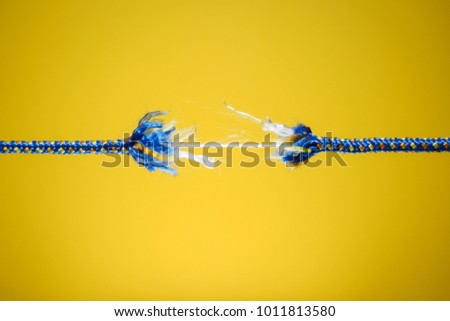 Damaged rope - tension, stress and risk concept