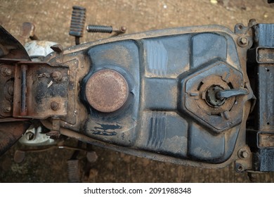 Damaged And Rusty Motorcycle Gas Tank