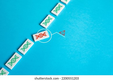Damaged section of DNA. Diagnosis and early detection. Genetic mutations. Genetic disorders, deviations. Gene therapy modification of cells to produce a therapeutic effect. Paternity confirmation. - Shutterstock ID 2200551203