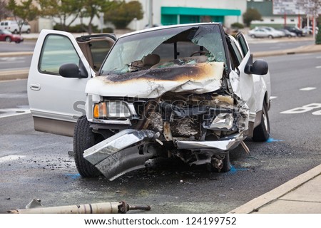 Damaged vehicle after car accident