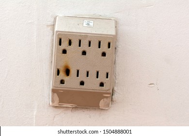 Damaged Wall Socket With Burn Marks