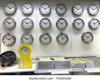 Damansara  Utama, Selangor- Malaysia; Wall Clock Next To Each Other At Ikea, Mutiara Damansara.