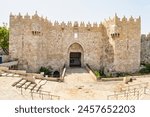 The Damascus gate, nord entrance in old part of Jerusalem, Israel