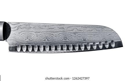 Damascus steel (Folded steel) Japanese chef knife isolated on white background