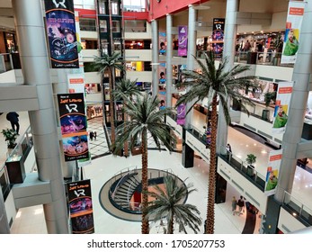 Damascus / Syria - 01 08 2020: Cham City Center & Damasquino Mall In Damascus. Showing People Walking Inside The Mall.