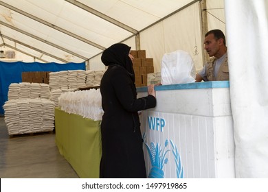 Damascus, Syria, 02-15-2016: Refugee At The World Food Program Center In Damascus