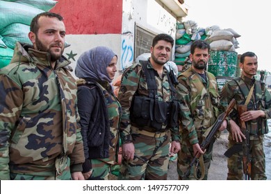 Damascus, Syria, 02-15-2016: Syrian Arab Army Soldiers, Syria