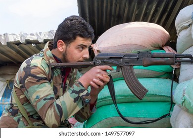 Damascus, Syria, 02-15-2016: Syrian Arab Army Soldiers, Syria