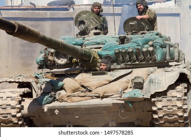 Damascus, Syria, 02-15-2016: Syrian Army Tank In Jobar, Damascus