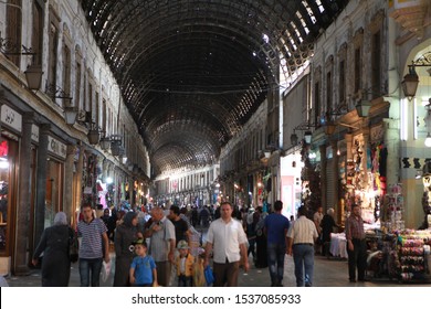 DAMASCUS, SYRIA- An image from Al-Hamidiyah Souq Bazaar, the historical bazaar of Damascus in the second year of the Syrian war. July 18, 2012