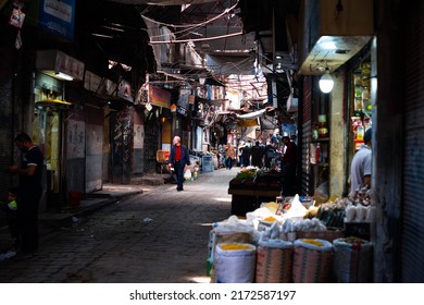 Damascus, Syria - May, 2022: People In Market Street In Damascus , Syria