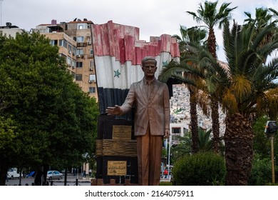 Damascus, Syria -May, 2022: Statue Of Hafiz Al-Assad, Former President Of Syria