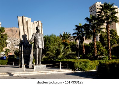 Damascus, Syria. October 3rd 2004 
Statue Of Hafiz Al Assad In Damascus City Center. 
