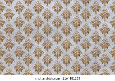 Damask Seamless pattern with Golden Texture Wall Mural