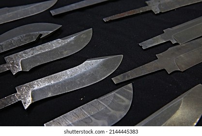 Damask Steel Knives On Cloth