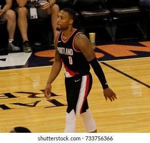 DAMIAN LILLARD Guard For The Portland Trailblazers At Talking Stick Resort Arena In Phoenix Arizona USA October 11,2017.