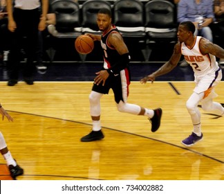 Damian Lillard Point Guard For The Portland Trailblazers At Talking Stick Resort Arena In Phoenix Arizona USA October 11,2017.