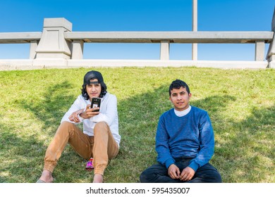 Dammam, Saudi Arabia, January 7, 2017, Suadi Arabian Young Men In The Corniche Park In The City Of Dammam, Kingdom Of Saudi Arabia