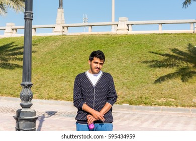 Dammam, Saudi Arabia, January 7,2017, Suadi Arabian Young Man In The Corniche Park In The City Of Dammam, Kingdom Of Saudi Arabia