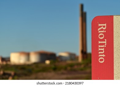 DAMPIER, WA - JUNE 07 2022:Rio Tinto sign.Rio Tinto work in six continents in 35 countries. Most of the company assets are in Australia, North America, Europe, Asia, Africa,Central and South America.