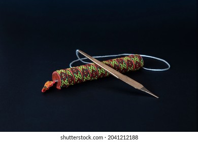 Dan Moi, Vietnamese Jaw Harp With Case On Black Background