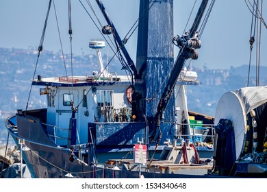 Dana Point, CA / USA - October 5, 2019: The Cachalot Fishing Vessel Moored In Dana Point Harbor 