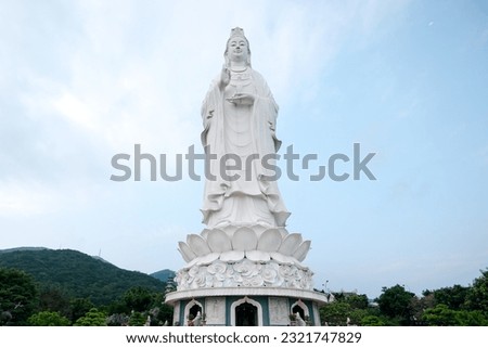 DANANG, VIETNAM - April 2 2023: Tourist visit Linh Ung pagoda in Da Nang, Vietnam