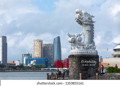 DANANG, VIETNAM - NOVEMBER 25, 2018: Carp-Dragon Statue in Danang City, Vietnam.