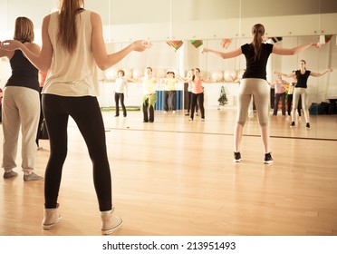 Dance class for women at fitness centre