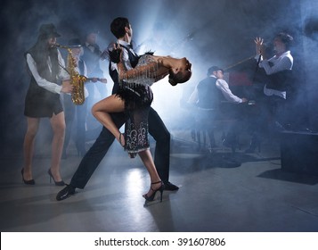 Dance Couple Dancing Ballroom Dancing To A Live Band Sounds