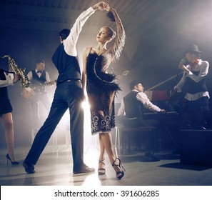 Dance Couple Dancing To A Live Band Sounds