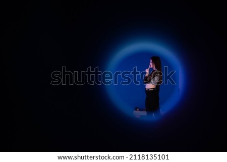 Similar – Boy with sister lighting up with flashlight