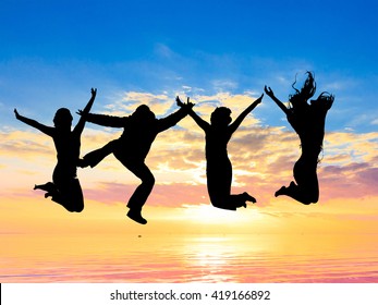 Dance Night Away Friends Silhouettes Stock Photo (Edit Now) 419166892