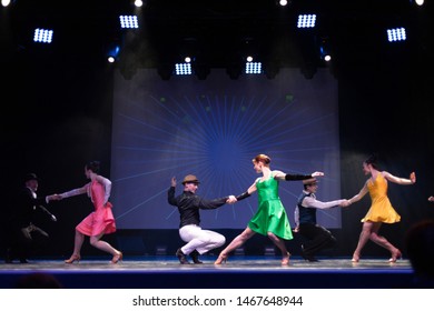 Dancer Actors Perform On The Theater Stage In A Dance Show Musical