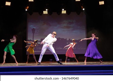 Dancer Actors Perform On The Theater Stage In A Dance Show Musical