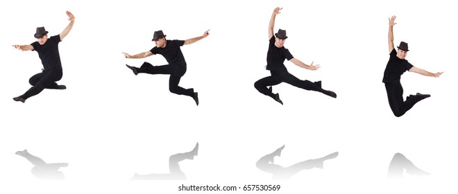 Dancer dancing on the white