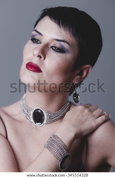 Dancer Flapper Short Black Hair Jewelry Stock Photo Edit Now