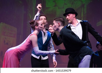 Dancers Actors Perform In The Theater On Stage In A Dance Show