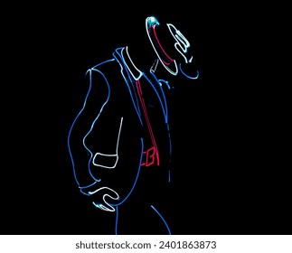 Dancers in suits with LED lamps. light show. mitchel jackson silhouette