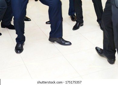 Dancing Groom And Groomsmen In Black Shoes