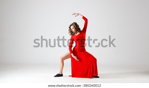 Dancing Lady Red Dress Contemporary Modern Stock Photo (Edit Now) 380260012