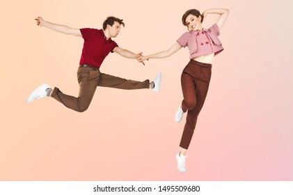 Dancing Lindy Hop Couple In Motion