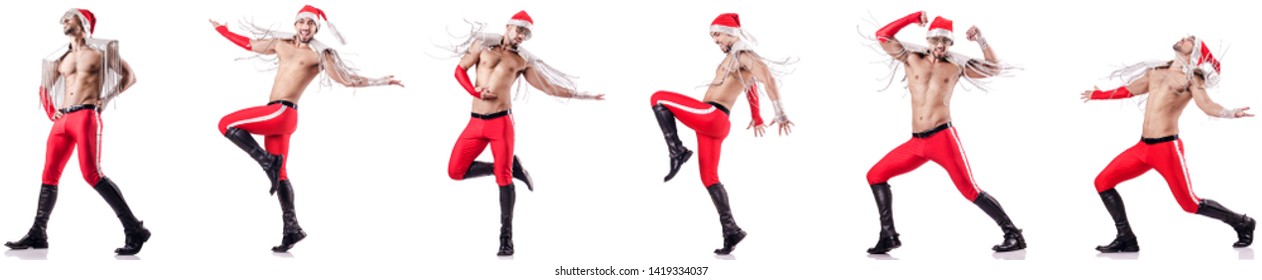 Dancing Naked Santa Isolated On White Stock Photo Edit Now