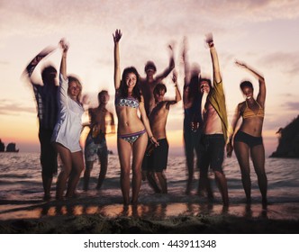 Dancing Party Beach Celebration Summer Vacation Concept