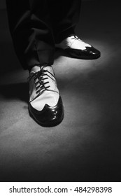 Dancing Shoes Feet Of Male Ballroom, Latin, Salsa And Swing Dancer