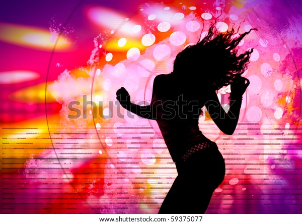 Dancing Silhouette Girl Nightclub Stock Photo 59375077 | Shutterstock